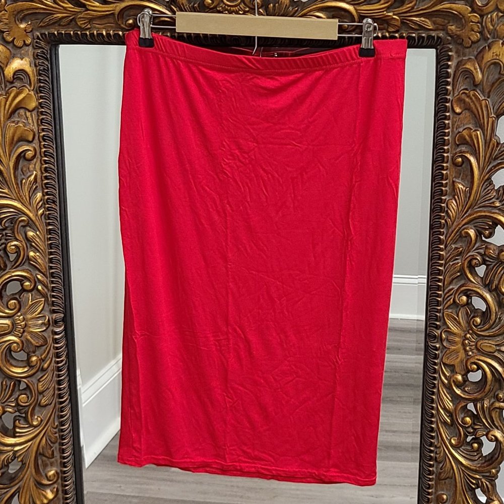 Boohoo Plus Midi Tube Skirt Red Women  Size 16
